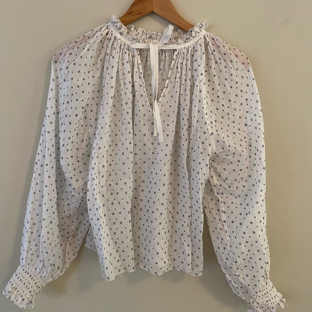 Ulla Johnson High collar gauzy tie-blouse